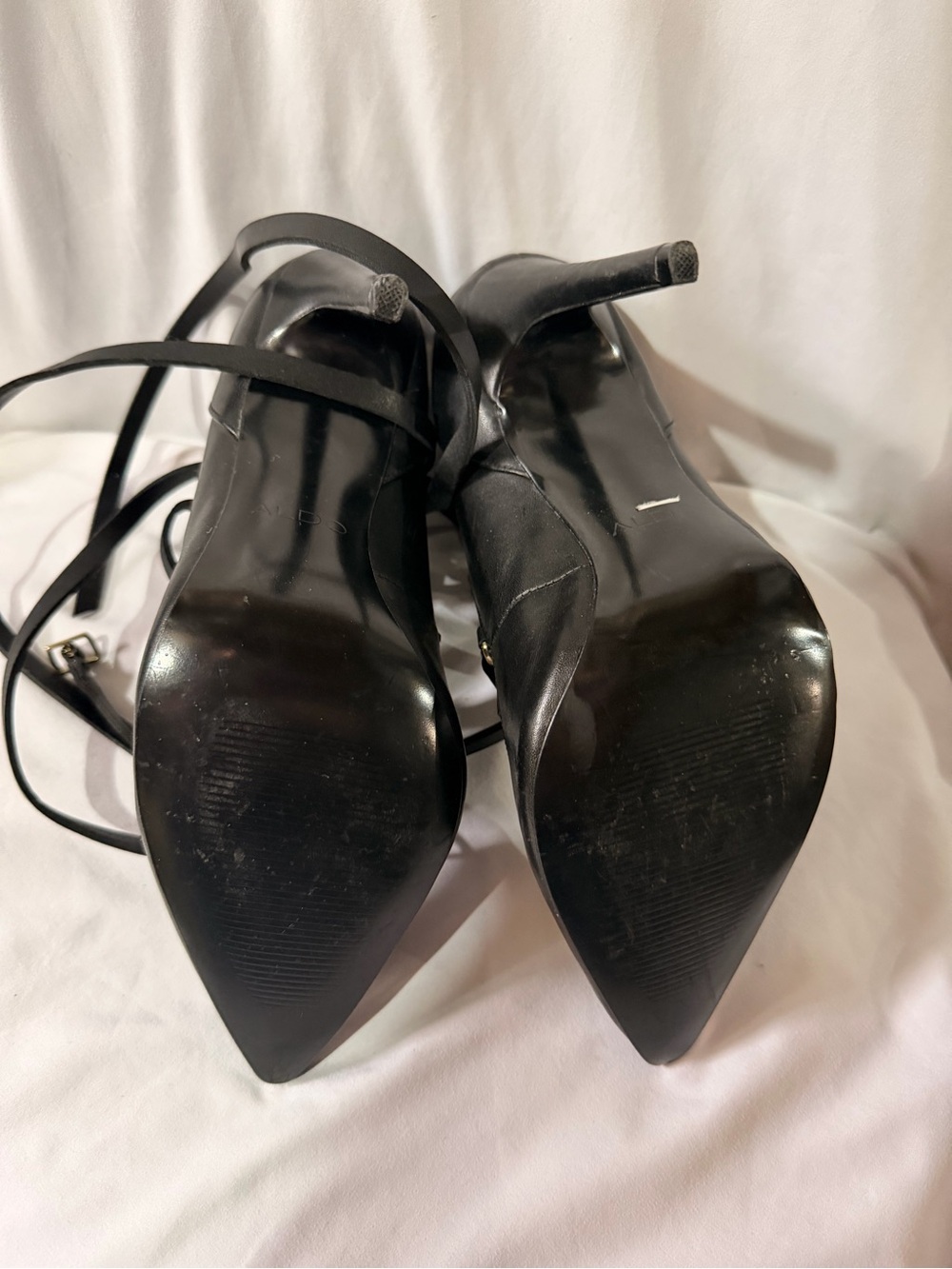 Aldo Black Pointed Lace-Up Strappy Heels - Picture 3 of 4